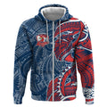 Sydney Roosters Zip Hoodie Polynesian Tribal Tattoo Pacific Sport Art