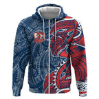 Sydney Roosters Zip Hoodie Polynesian Tribal Tattoo Pacific Sport Art