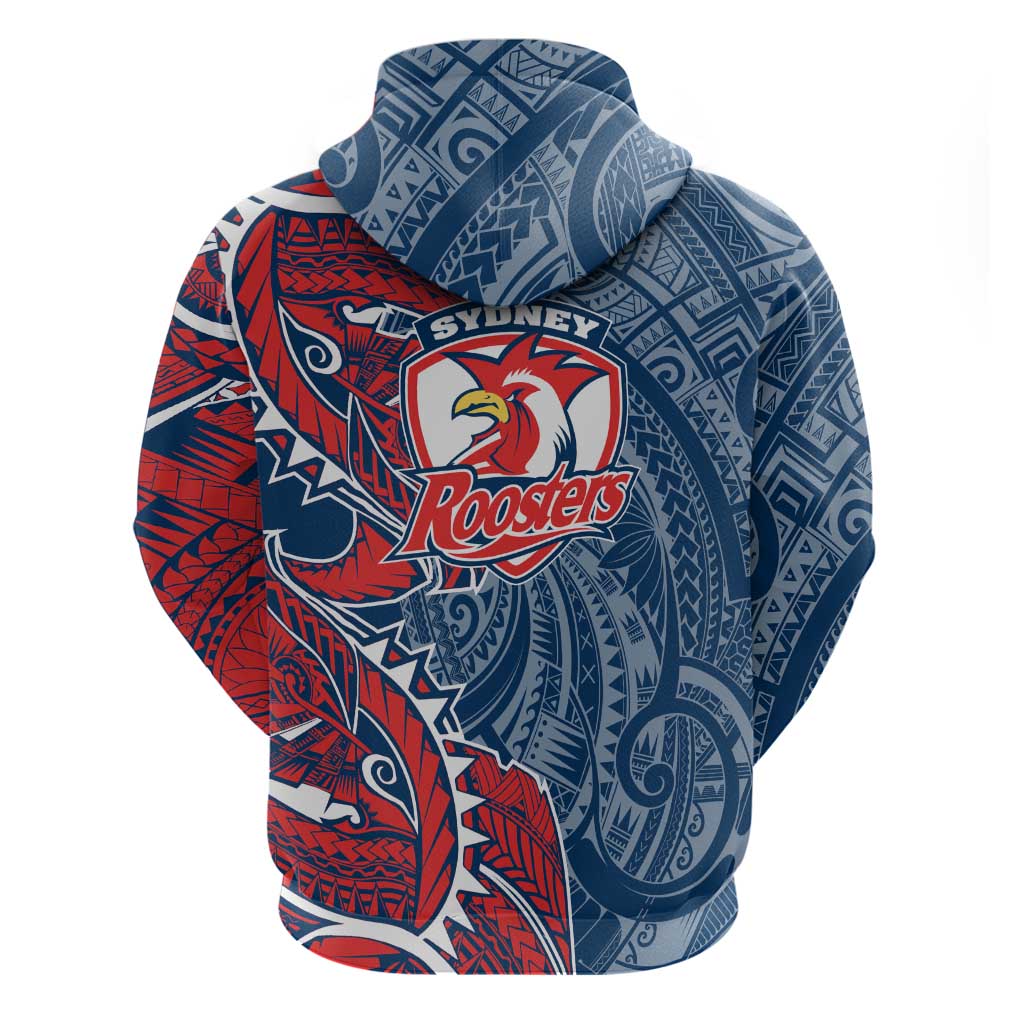 Sydney Roosters Zip Hoodie Polynesian Tribal Tattoo Pacific Sport Art