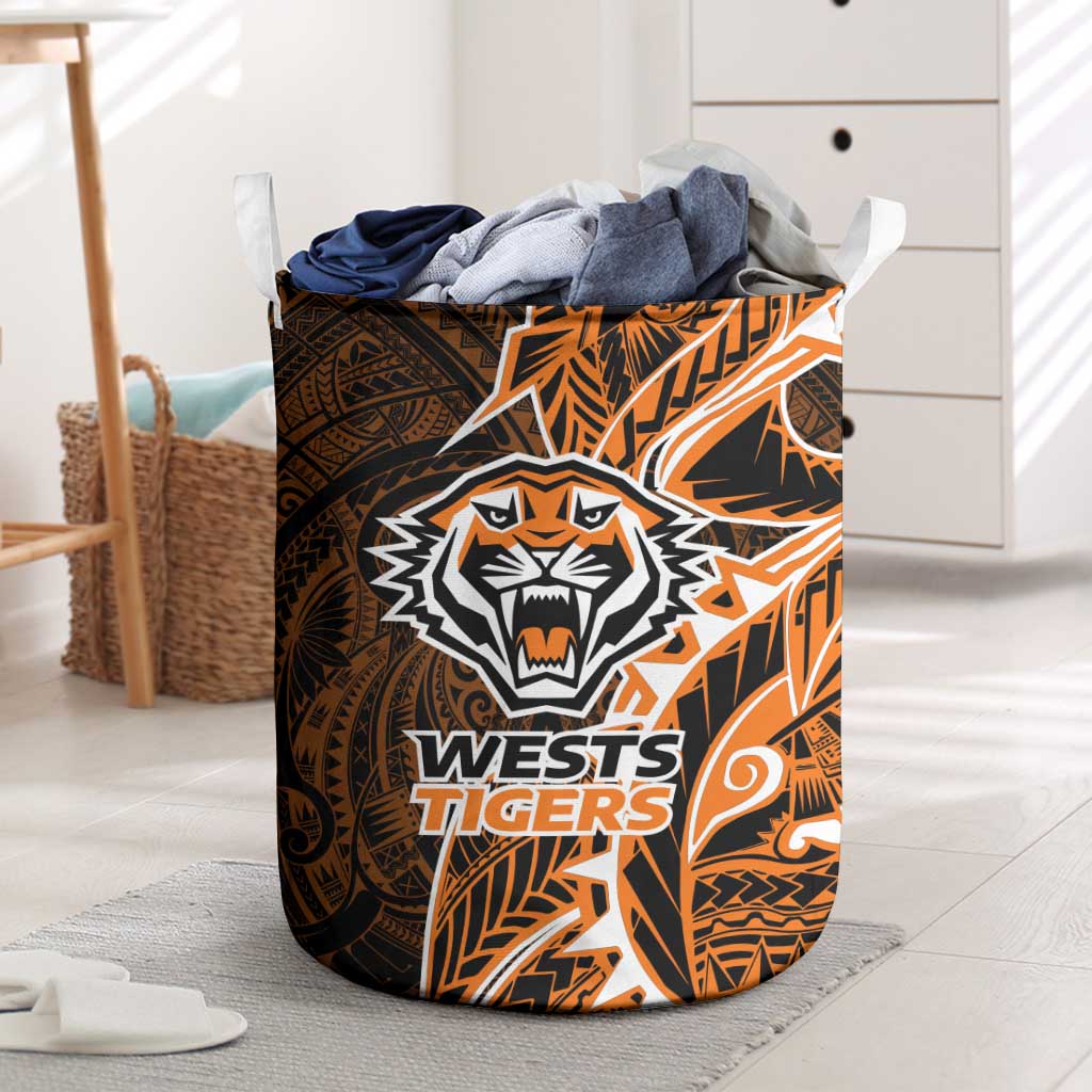Wests Tigers Laundry Basket Polynesian Tribal Tattoo Pacific Sport Art