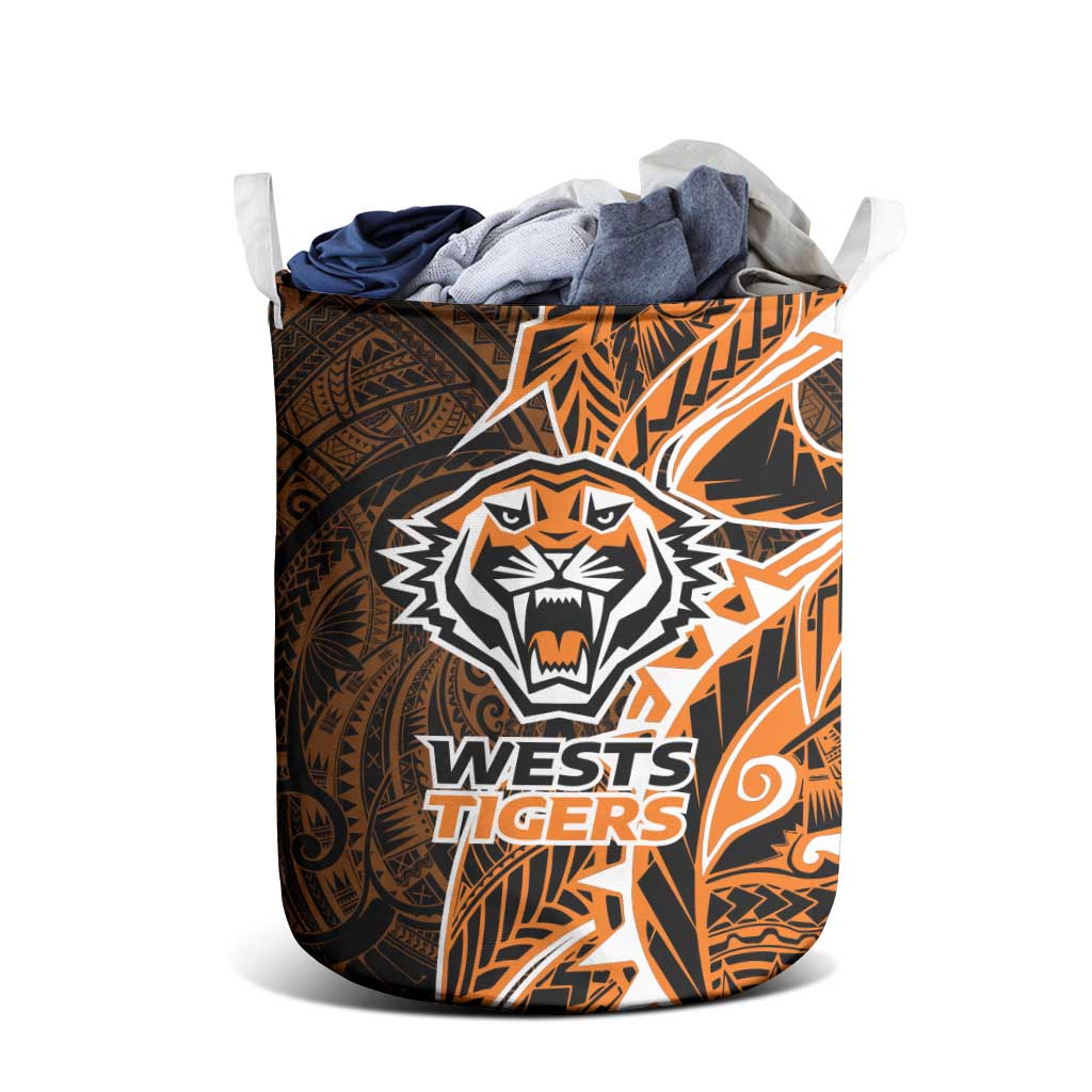 Wests Tigers Laundry Basket Polynesian Tribal Tattoo Pacific Sport Art