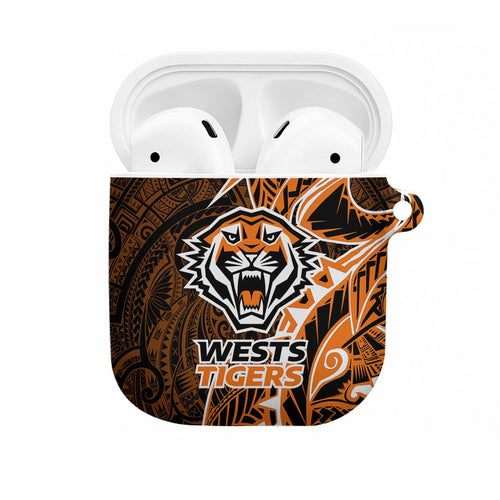 Wests Tigers AirPods Case Polynesian Tribal Tattoo Pacific Sport Art