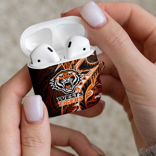 Wests Tigers AirPods Case Polynesian Tribal Tattoo Pacific Sport Art