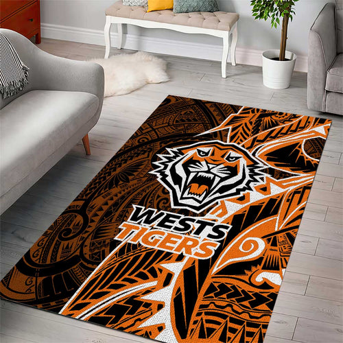 Wests Tigers Area Rug Polynesian Tribal Tattoo Pacific Sport Art