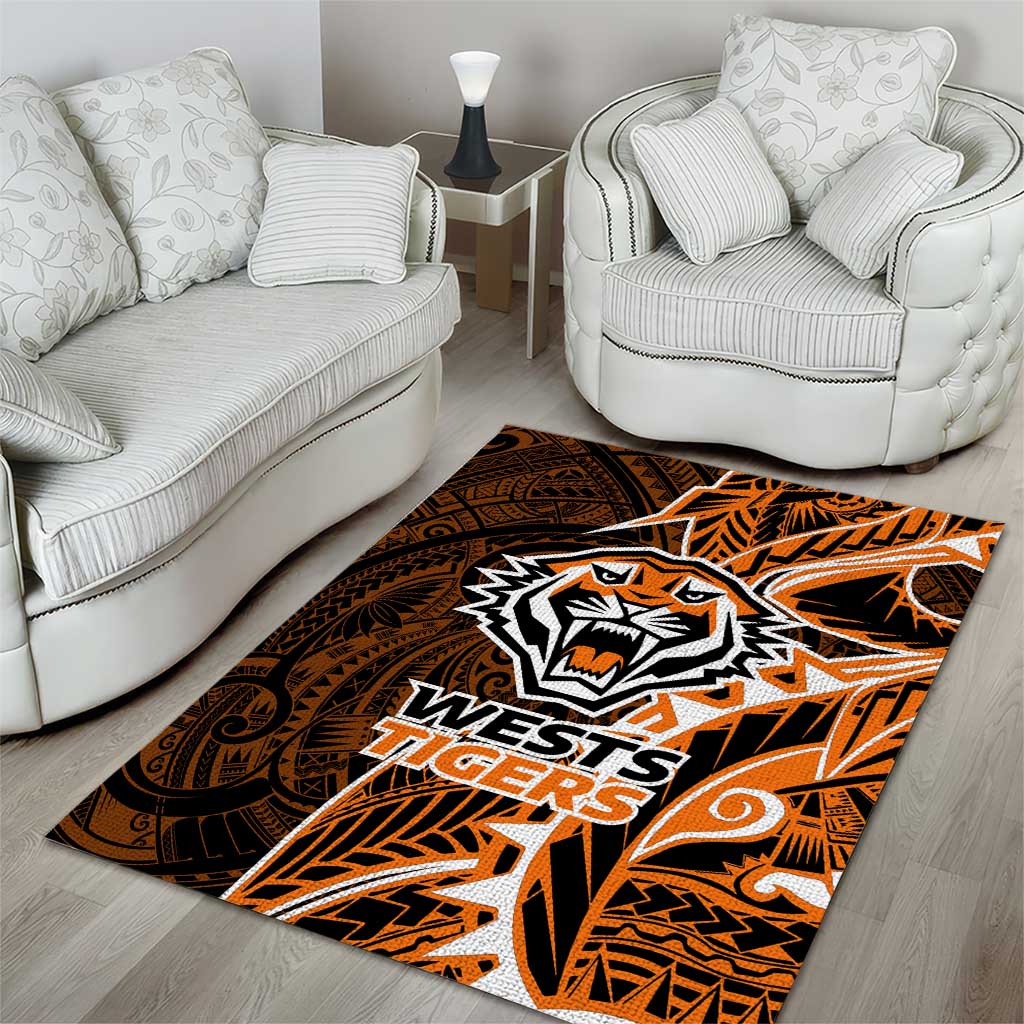 Wests Tigers Area Rug Polynesian Tribal Tattoo Pacific Sport Art