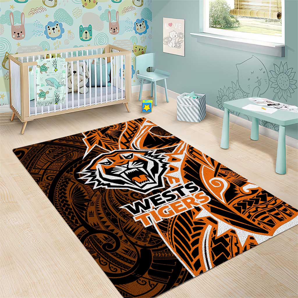 Wests Tigers Area Rug Polynesian Tribal Tattoo Pacific Sport Art