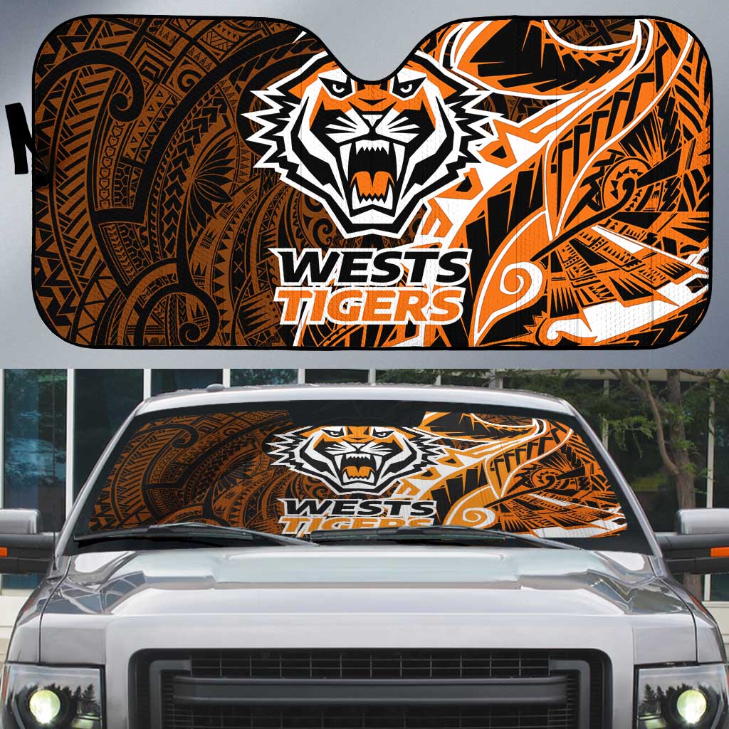 Wests Tigers Auto Sun Shade Polynesian Tribal Tattoo Pacific Sport Art