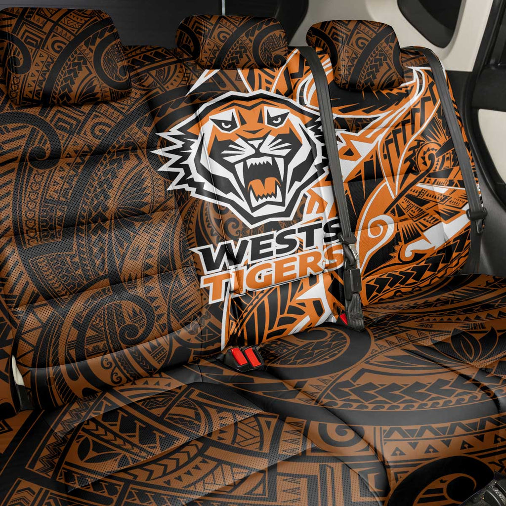Wests Tigers Back Car Seat Cover Polynesian Tribal Tattoo Pacific Sport Art