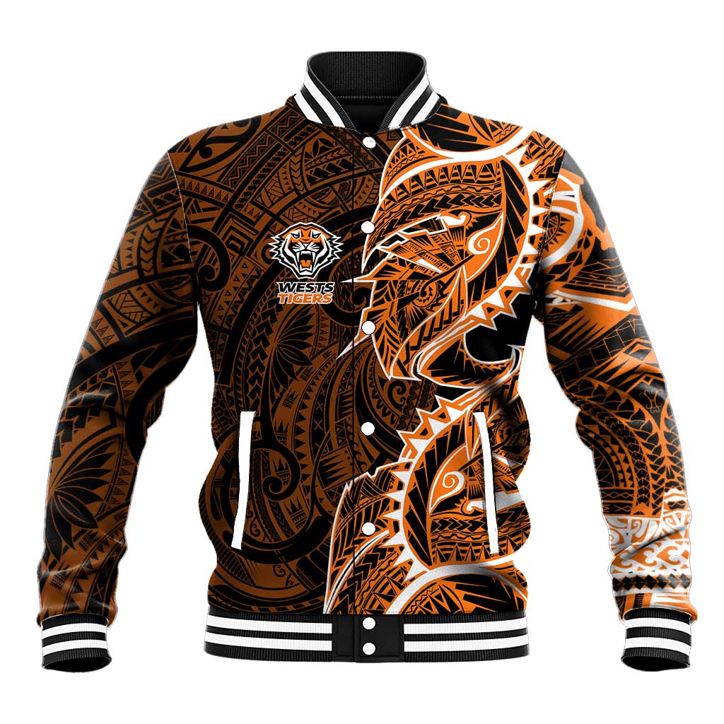 Wests Tigers Baseball Jacket Polynesian Tribal Tattoo Pacific Sport Art