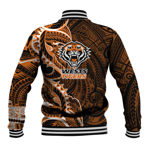 Wests Tigers Baseball Jacket Polynesian Tribal Tattoo Pacific Sport Art