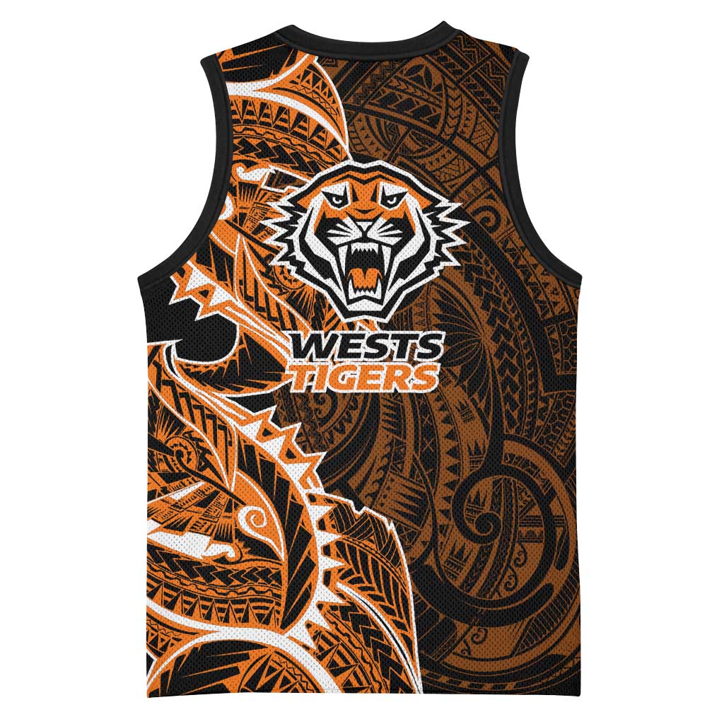 Wests Tigers Basketball Jersey Polynesian Tribal Tattoo Pacific Sport Art