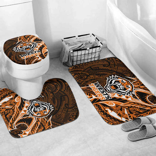 Wests Tigers Bathroom Set Polynesian Tribal Tattoo Pacific Sport Art