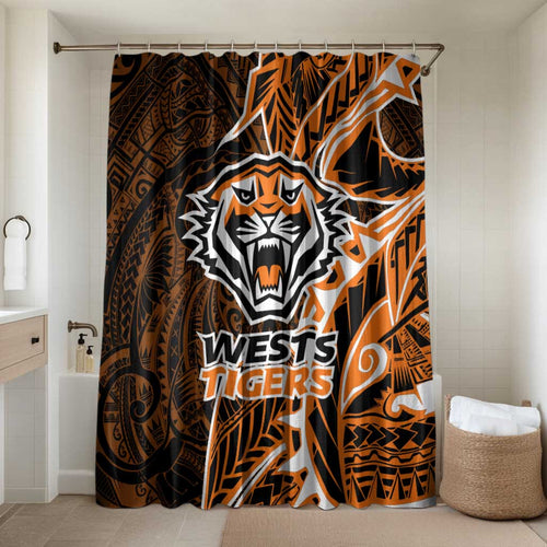 Wests Tigers Bathroom Set Polynesian Tribal Tattoo Pacific Sport Art
