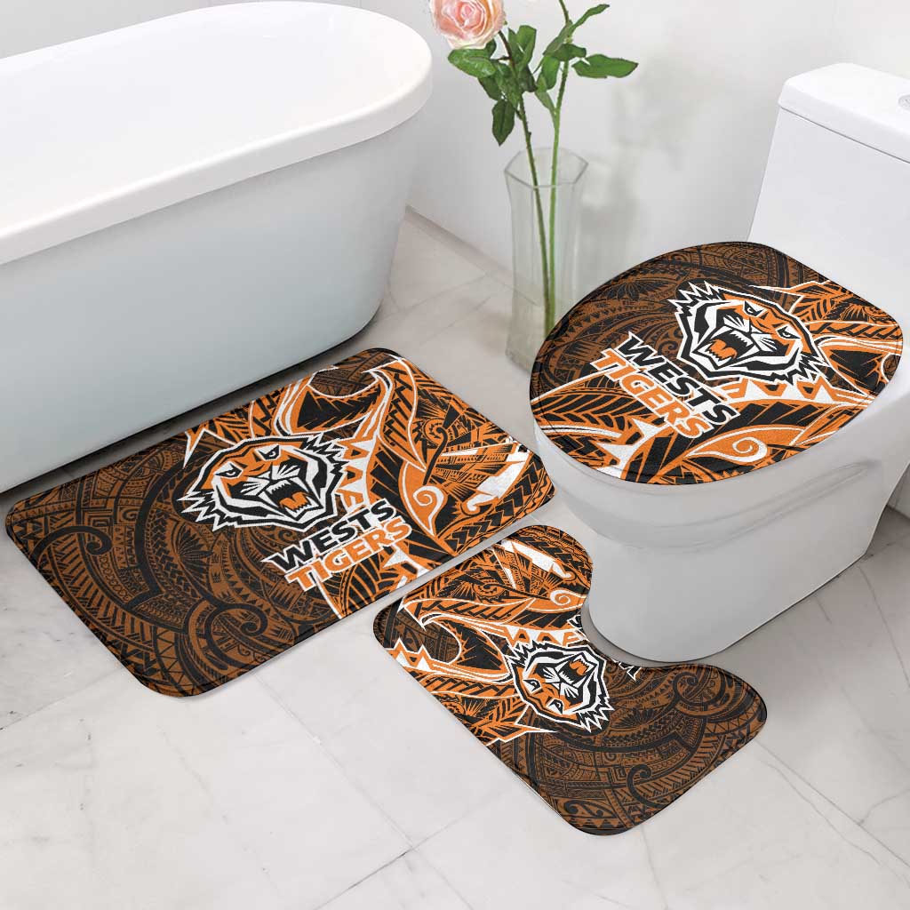 Wests Tigers Bathroom Set Polynesian Tribal Tattoo Pacific Sport Art