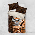 Wests Tigers Bedding Set Polynesian Tribal Tattoo Pacific Sport Art