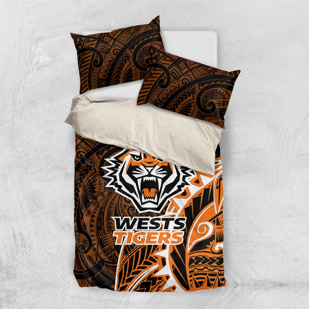 Wests Tigers Bedding Set Polynesian Tribal Tattoo Pacific Sport Art