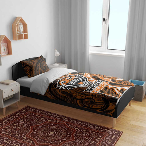 Wests Tigers Bedding Set Polynesian Tribal Tattoo Pacific Sport Art