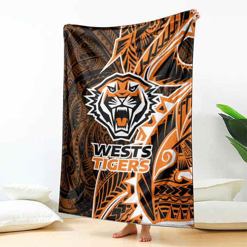 Wests Tigers Blanket Polynesian Tribal Tattoo Pacific Sport Art