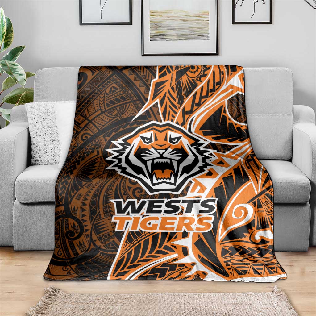 Wests Tigers Blanket Polynesian Tribal Tattoo Pacific Sport Art