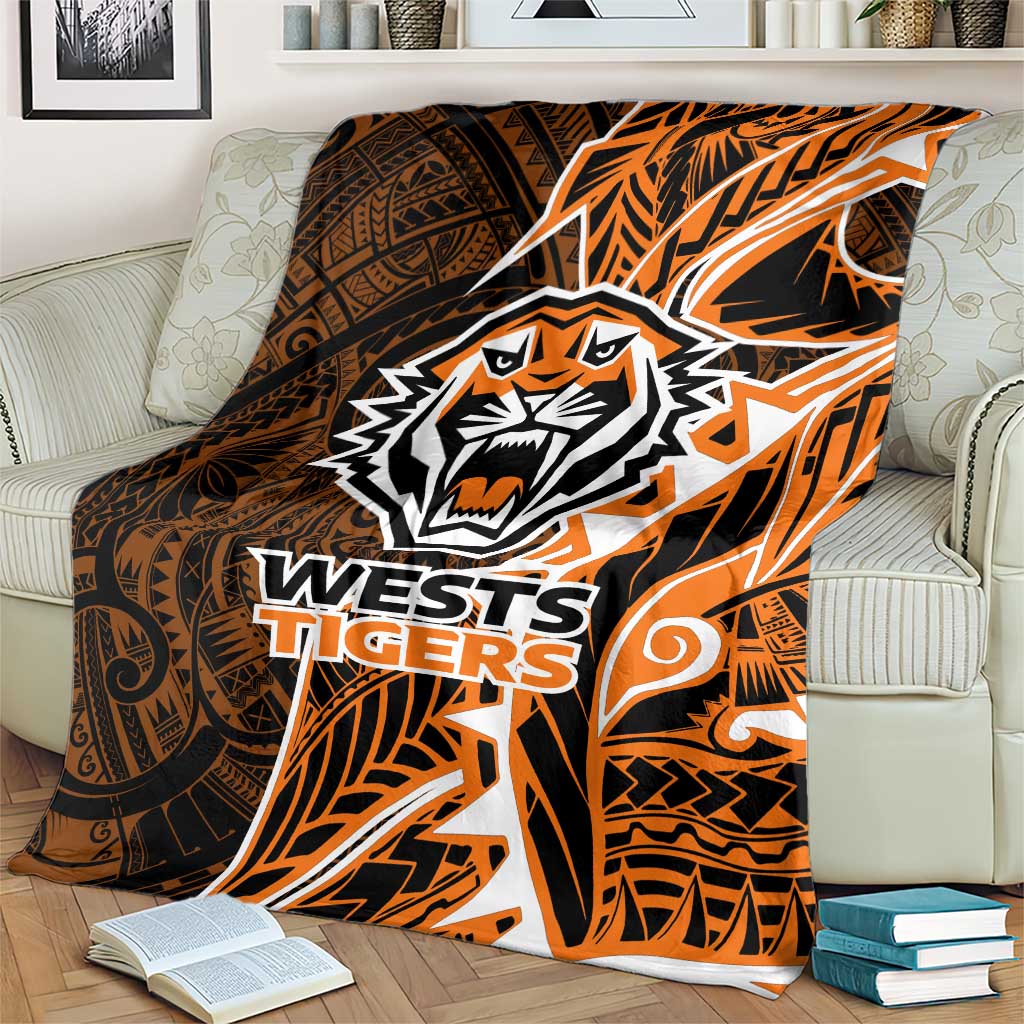 Wests Tigers Blanket Polynesian Tribal Tattoo Pacific Sport Art