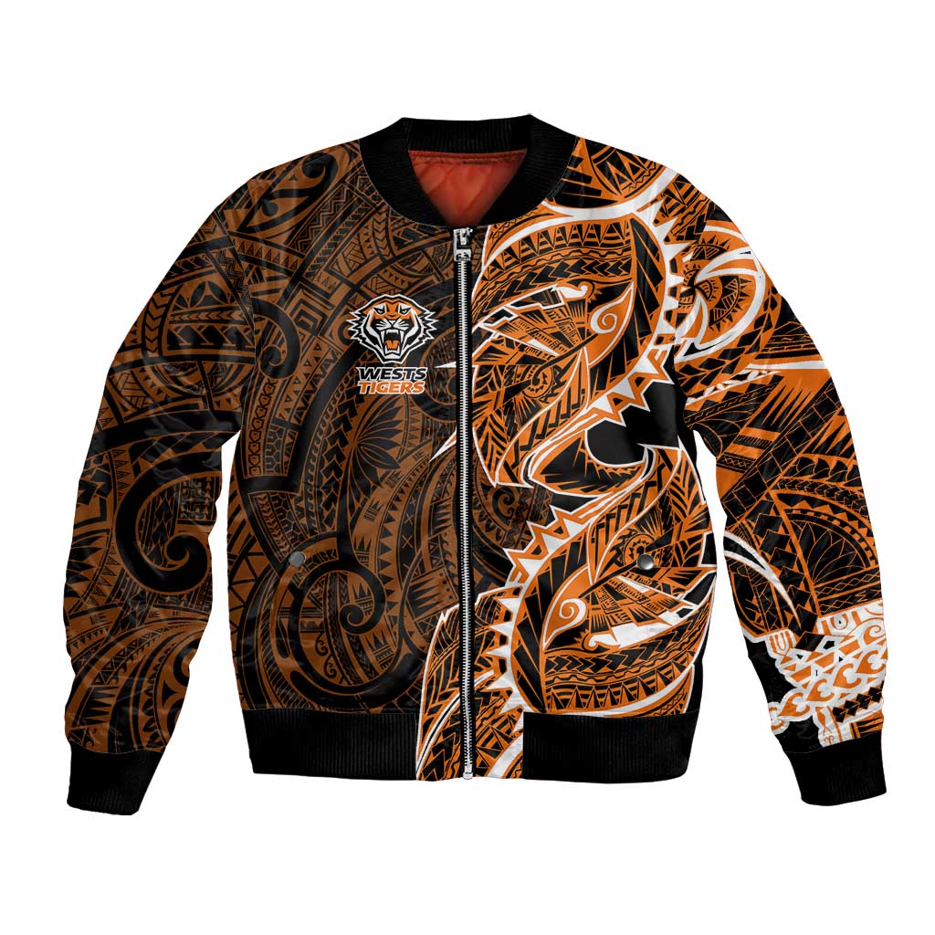 Wests Tigers Bomber Jacket Polynesian Tribal Tattoo Pacific Sport Art