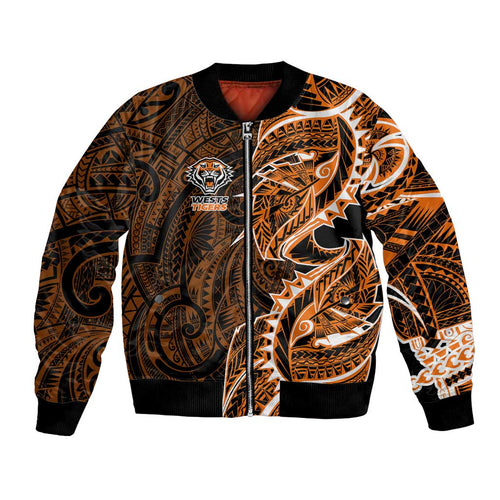 Wests Tigers Bomber Jacket Polynesian Tribal Tattoo Pacific Sport Art