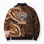 Wests Tigers Bomber Puffer Jacket Polynesian Tribal Tattoo Pacific Sport Art