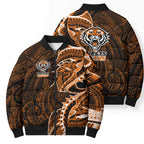 Wests Tigers Bomber Puffer Jacket Polynesian Tribal Tattoo Pacific Sport Art