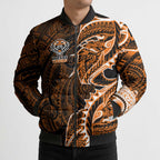Wests Tigers Bomber Puffer Jacket Polynesian Tribal Tattoo Pacific Sport Art
