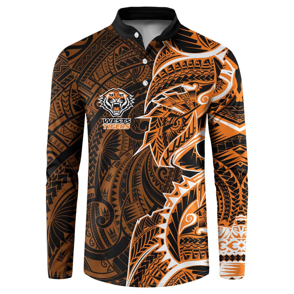 Wests Tigers Button Sweatshirt Polynesian Tribal Tattoo Pacific Sport Art