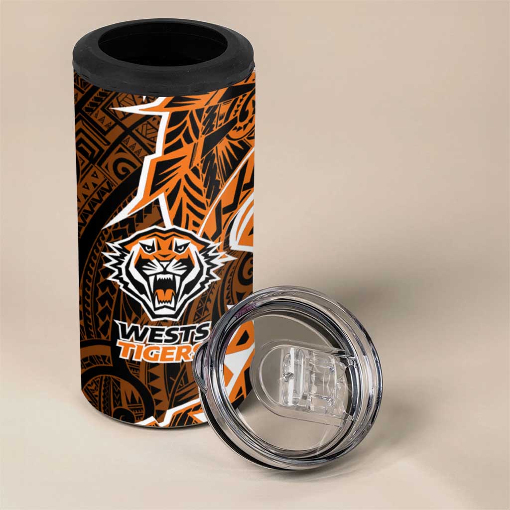 Wests Tigers 4 in 1 Can Cooler Tumbler Polynesian Tribal Tattoo Pacific Sport Art