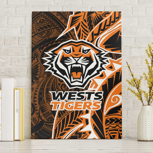 Wests Tigers Canvas Wall Art Polynesian Tribal Tattoo Pacific Sport Art