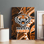 Wests Tigers Canvas Wall Art Polynesian Tribal Tattoo Pacific Sport Art