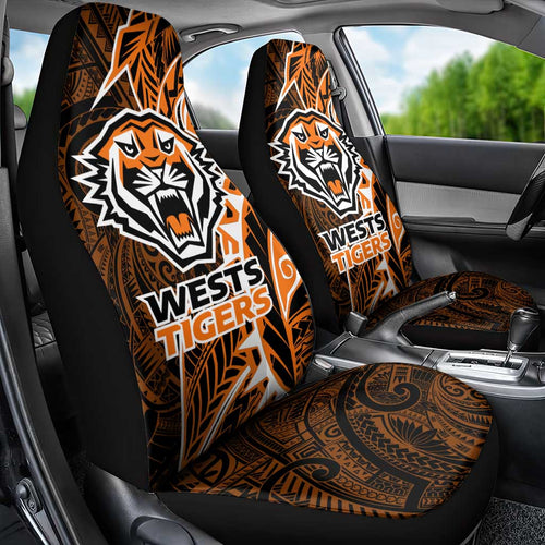 Wests Tigers Car Seat Cover Polynesian Tribal Tattoo Pacific Sport Art
