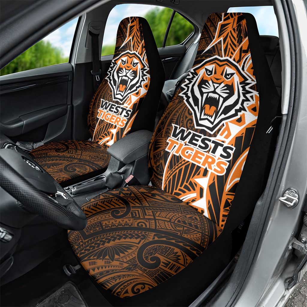 Wests Tigers Car Seat Cover Polynesian Tribal Tattoo Pacific Sport Art