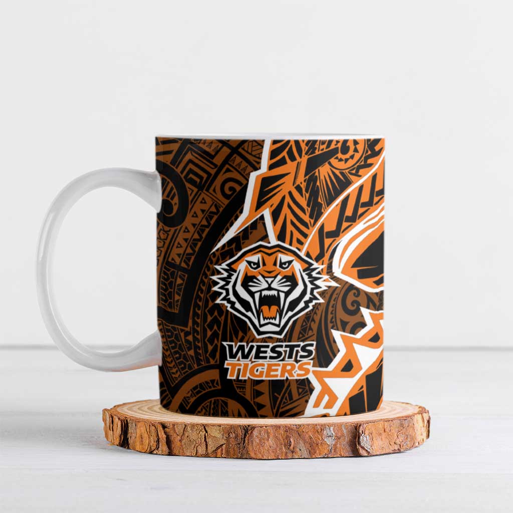 Wests Tigers Ceramic Mug Polynesian Tribal Tattoo Pacific Sport Art
