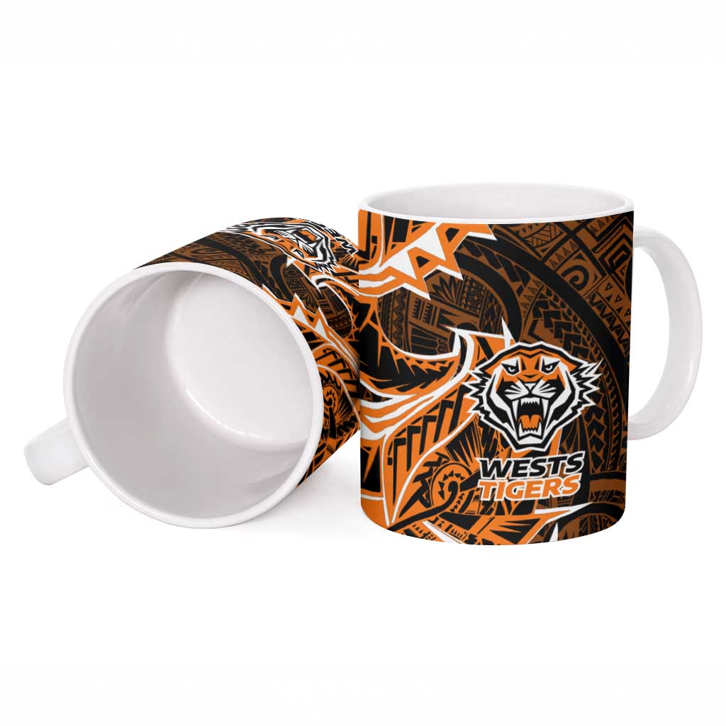 Wests Tigers Ceramic Mug Polynesian Tribal Tattoo Pacific Sport Art