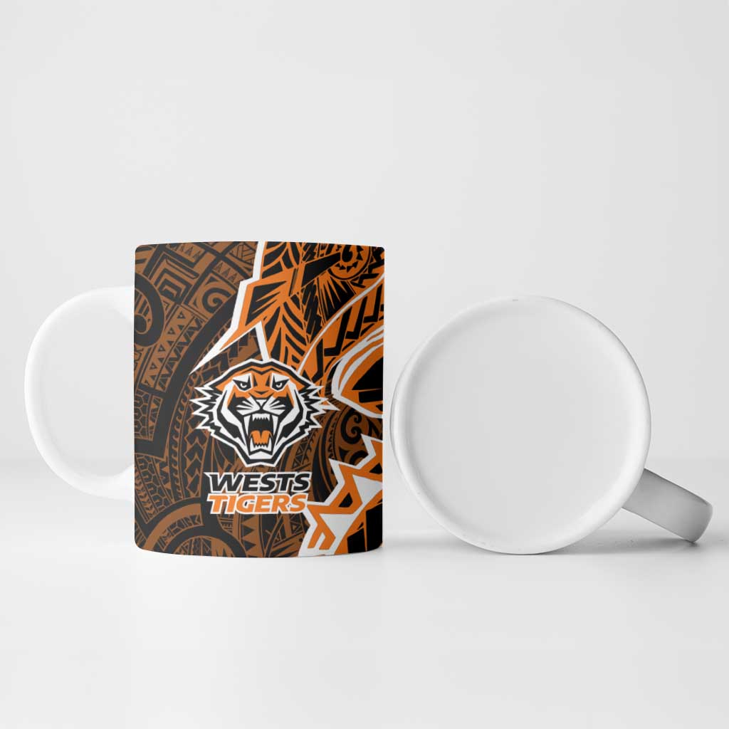 Wests Tigers Ceramic Mug Polynesian Tribal Tattoo Pacific Sport Art