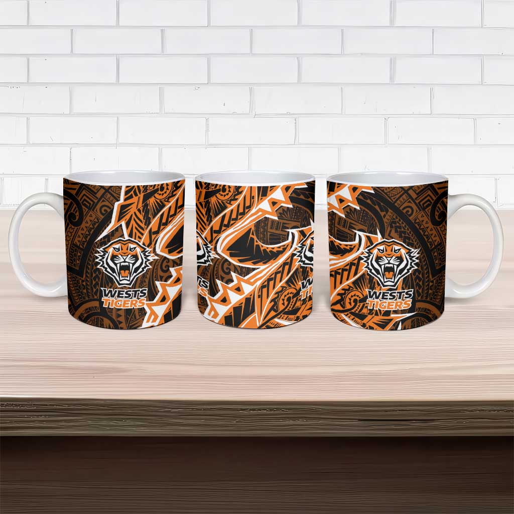 Wests Tigers Ceramic Mug Polynesian Tribal Tattoo Pacific Sport Art