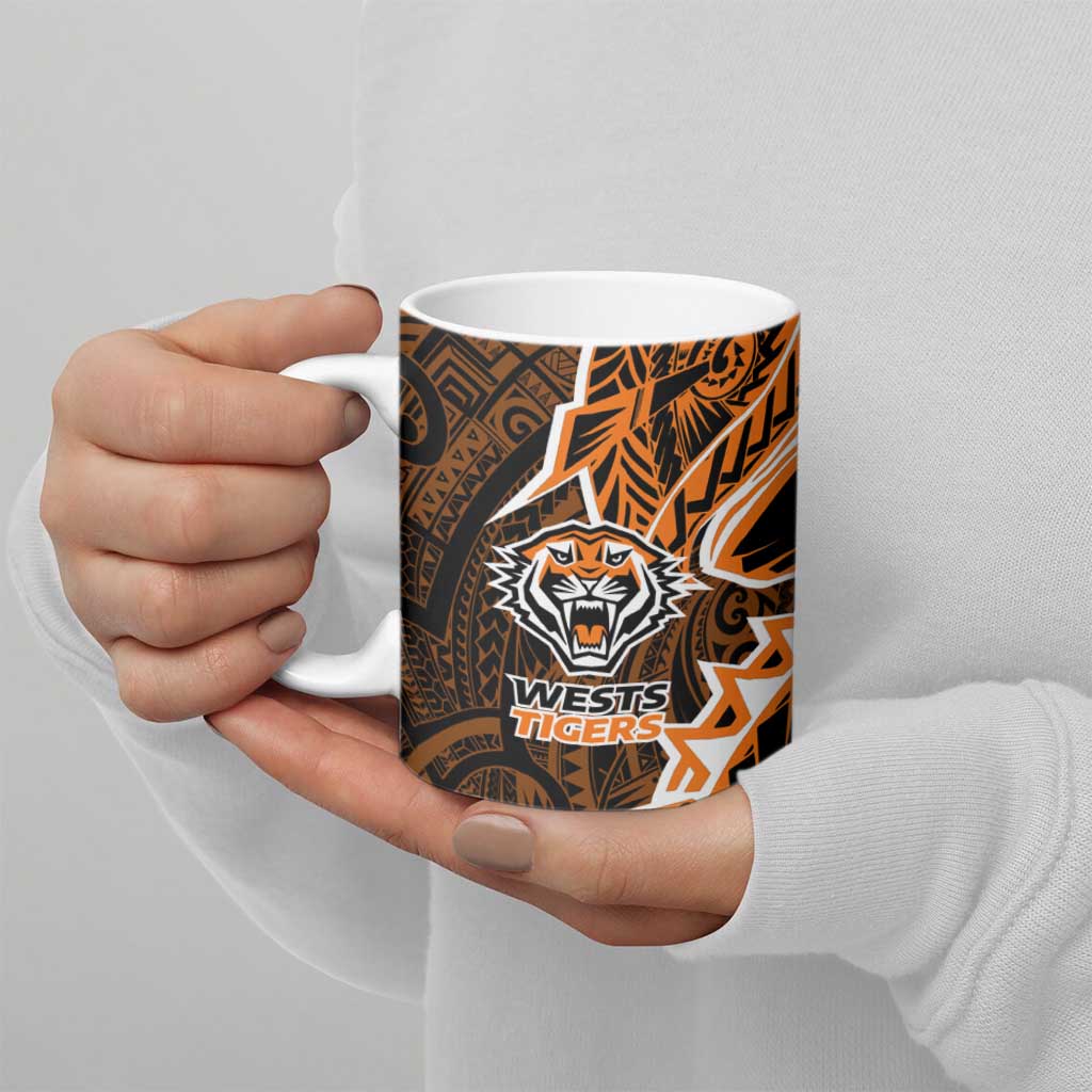 Wests Tigers Ceramic Mug Polynesian Tribal Tattoo Pacific Sport Art