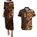 Wests Tigers Couples Matching Puletasi and Hawaiian Shirt Polynesian Tribal Tattoo Pacific Sport Art
