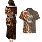 Wests Tigers Couples Matching Puletasi and Hawaiian Shirt Polynesian Tribal Tattoo Pacific Sport Art