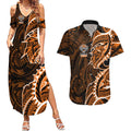 Wests Tigers Couples Matching Summer Maxi Dress and Hawaiian Shirt Polynesian Tribal Tattoo Pacific Sport Art