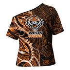 Wests Tigers Cross Shoulder Shirt Polynesian Tribal Tattoo Pacific Sport Art