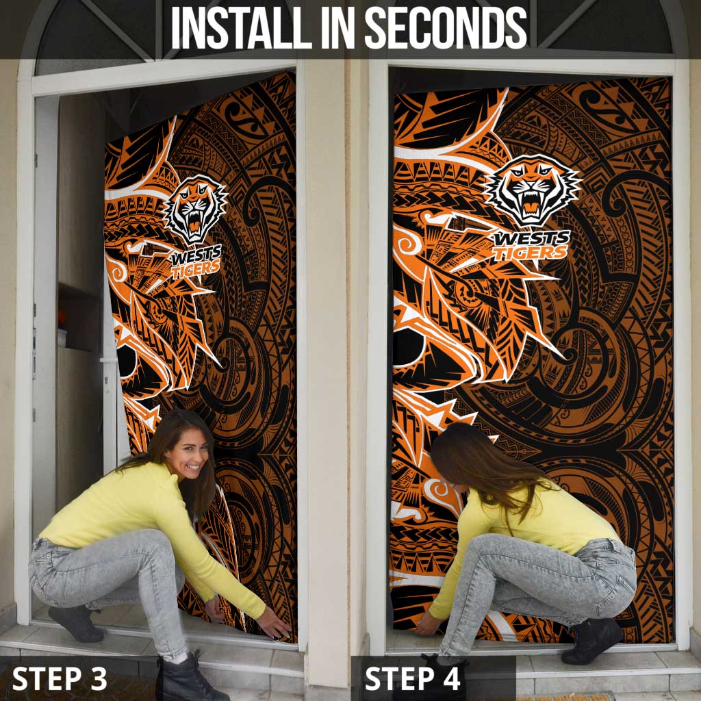 Wests Tigers Door Cover Polynesian Tribal Tattoo Pacific Sport Art