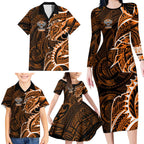 Wests Tigers Family Matching Long Sleeve Bodycon Dress and Hawaiian Shirt Polynesian Tribal Tattoo Pacific Sport Art