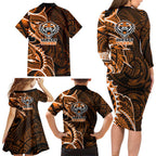 Wests Tigers Family Matching Long Sleeve Bodycon Dress and Hawaiian Shirt Polynesian Tribal Tattoo Pacific Sport Art