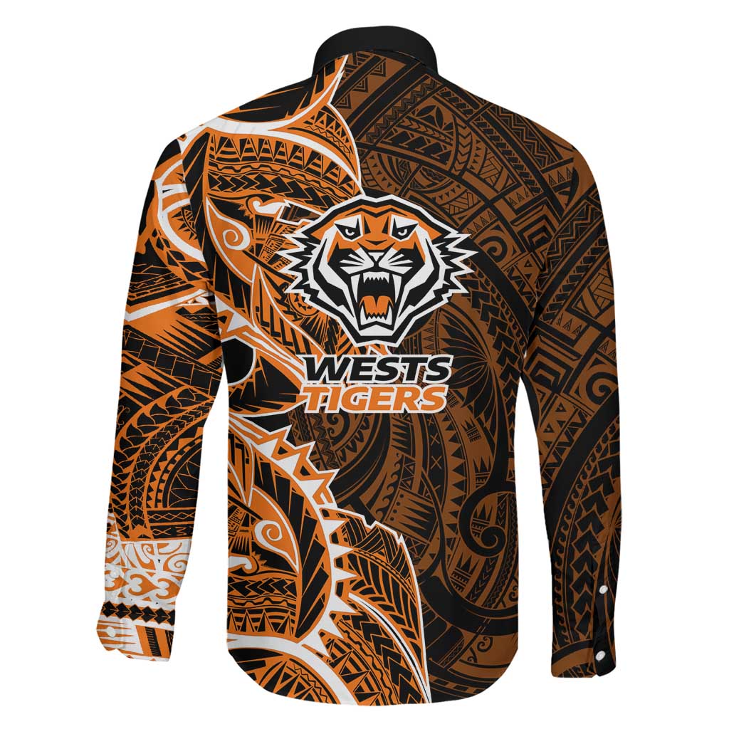 Wests Tigers Family Matching Mermaid Dress and Hawaiian Shirt Polynesian Tribal Tattoo Pacific Sport Art