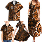 Wests Tigers Family Matching Summer Maxi Dress and Hawaiian Shirt Polynesian Tribal Tattoo Pacific Sport Art