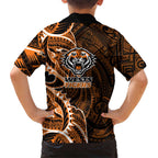Wests Tigers Family Matching Summer Maxi Dress and Hawaiian Shirt Polynesian Tribal Tattoo Pacific Sport Art
